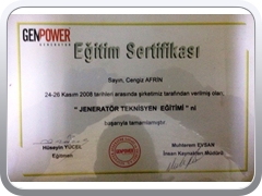 GENPOWER EĞİTİM SERTİFİKASI